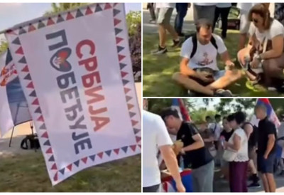 (VIDEO) KAKAV DOČEK U SREMSKIM KARLOVCIMA! Novosađane koji su krenuli pešice za Beograd dočekali meštani, pogledajte kako su ih ugostili- Vijori se zastava "Srbija pobeđuje"