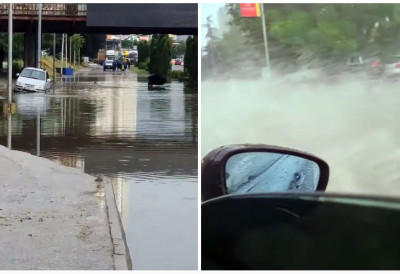 (ВИДЕО) ЈЕЗЕРА НА УЛИЦАМА ГРАДА Скопље под водом, саобраћај у колапсу након јаког невремена
