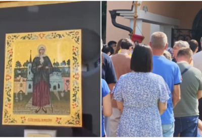 (ВИДЕО) У ХРАМ СВЕТОГ ГЕОРГИЈА СТИГЛА ИКОНА СВЕТЕ КСЕНИЈЕ ПЕТРОГРАДСКЕ Велики број верника дошао на поклоњење у Инђију