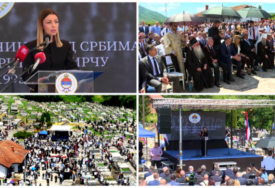 МИНИСТАРКА МЕСАРОВИЋ У БРАТУНЦУ НА ОБЕЛЕЖАВАЊУ ТРИ ДЕЦЕНИЈЕ ОД СТРАДАЊА СРБА Злочин на мученичкој земљи средњег Подриња и Бирча никада не сме бити прекривен велом заборава