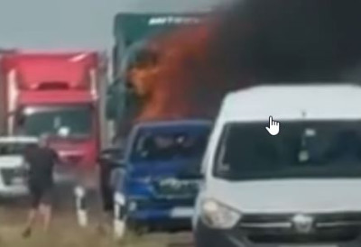 (ВИДЕО) БУКТИЊА НА ЗРЕЊАНИНСКОМ ПУТУ: Изгорео камион код Жабља, формирају се колоне!