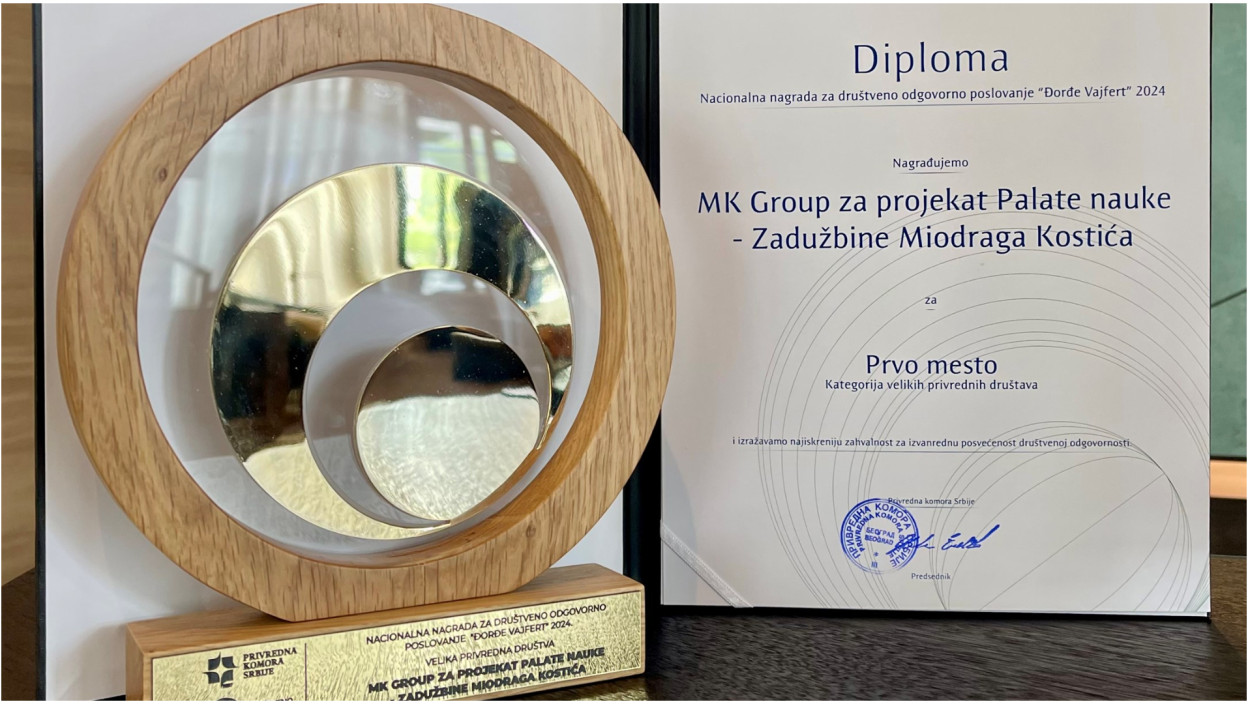 Zadužbina Miodraga Kostića - Palata nauke osvojila nacionalnu nagradu „Đorđe Vajfert” Najviše priznanje za društveno odgovorno poslovanje