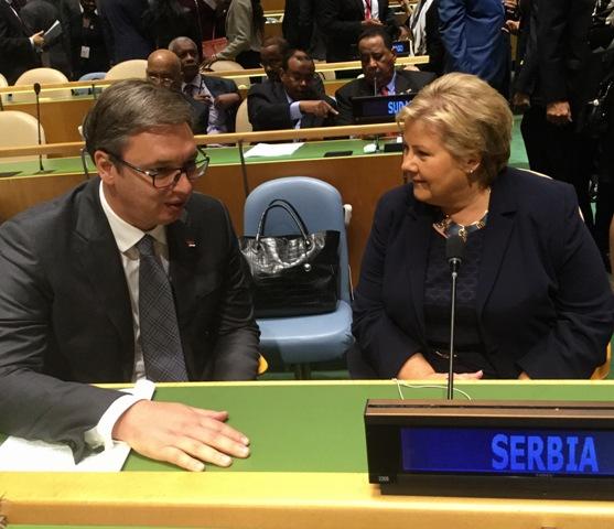 vucic i erna solberg, tanjug