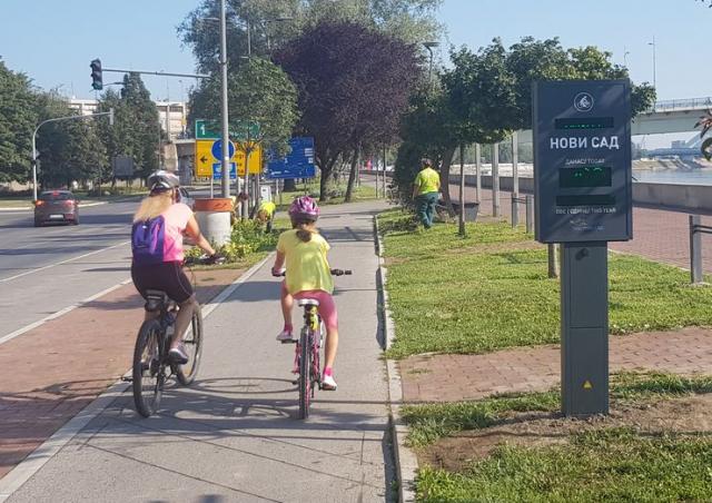 Brojači saobraćaja sa displejima za bicikliste Foto: novisad.rs