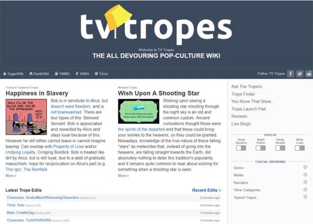 TV Tropes  Sajt o svim stereotipima popularne kulture Foto: tvtropes.org/printskrin