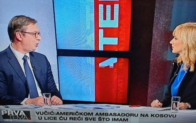 Predsednik Srbije Aleksandar Vučić na TV Prva Foto:TV Prva/skrinšot