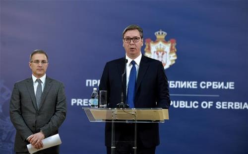 Stefanović i Vučić, press  Foto: Tanjug/video 