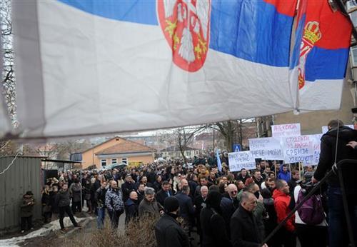 Protest  "Protiv aneksije severne Kosovske Mitrovice"  Foto: Tanjug