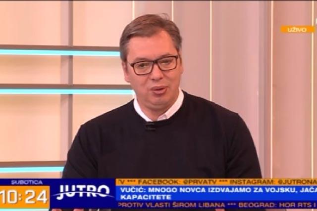 Predsednik Srbije Aleksandar Vučić na Prvoj TV Foto: Prva TV/skrinšot