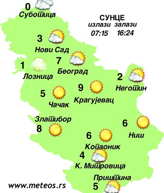 Vremenska prognoza Foto: Dnevnik.rs/meteos.rs