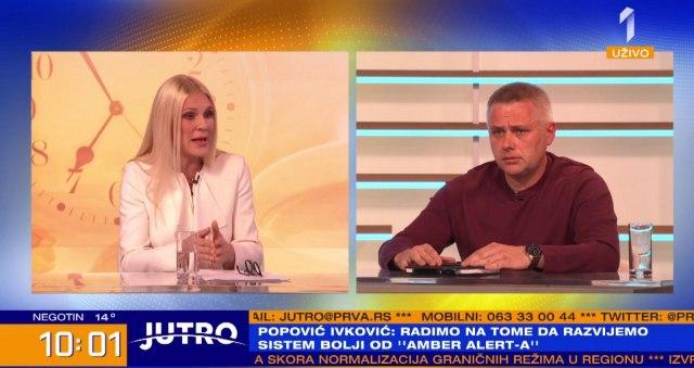 Biljana Popović Ivković i  Igor Jurić na TV Prva Foto: TV Prva/skrinšot