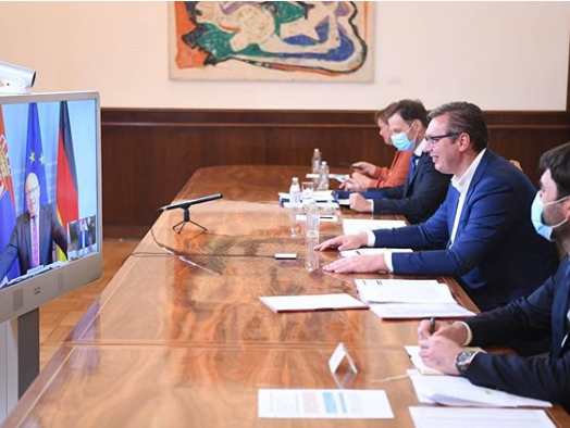 Predsednik Aleksandar Vučić u razgovoru sa nemačkim ministrom za privredu i energetiku, Peterom altmajerom Foto: Tanjug/video